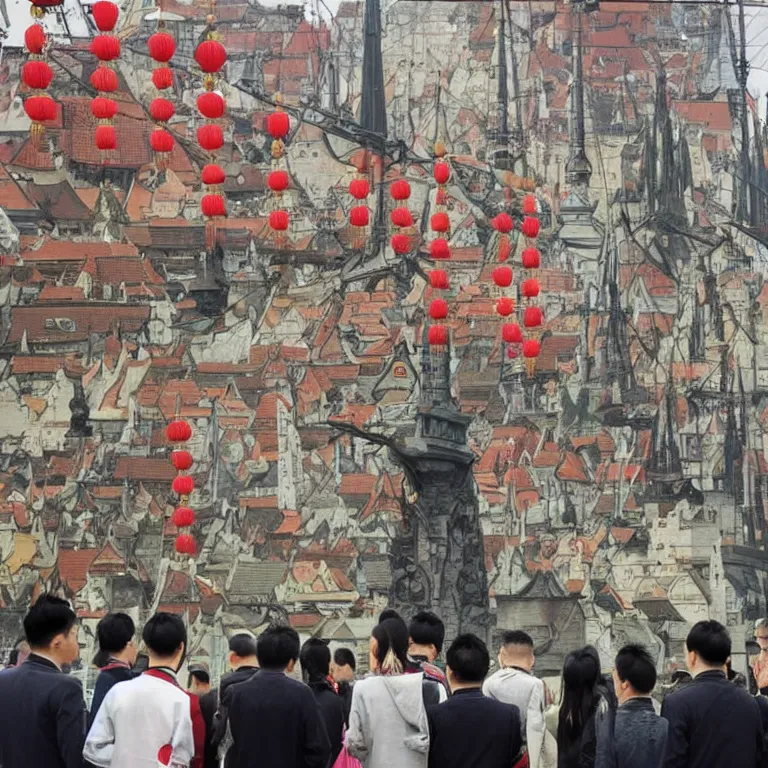 Image similar to chinese emissaries paying tribute to the city of gdansk