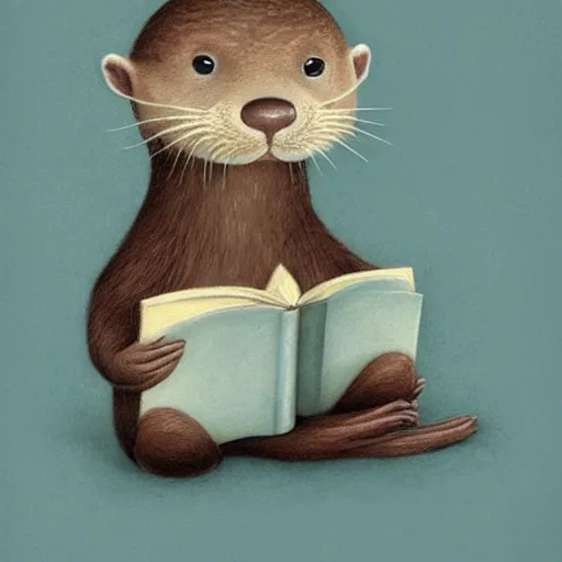 Image similar to an otter abbot reading his book, fantasy concept art by nicoletta ceccoli, mark ryden, lostfish, max fleischer