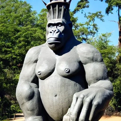 Image similar to Statue of Gorilla looking like Statue of Liberty.