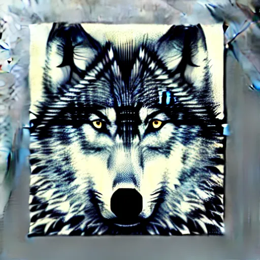 Image similar to wolf, abstract art