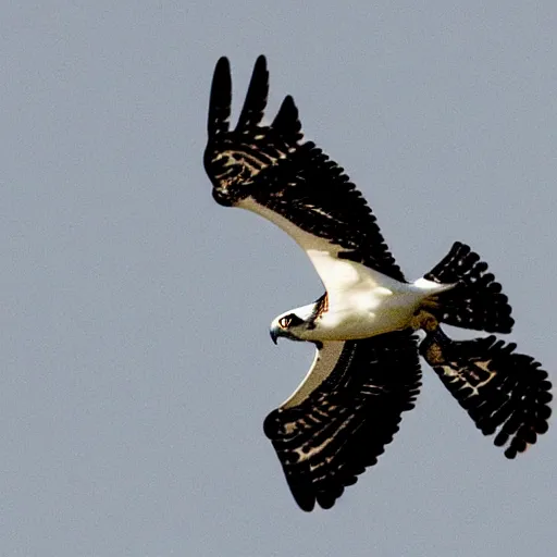 Prompt: a modern, dynamic graphic logo of a fearsome osprey in flight