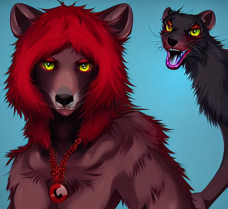 Image similar to furry - male - red - black - weasel - necromancer - fursona uhd ue 5 visual novel pc game expressions