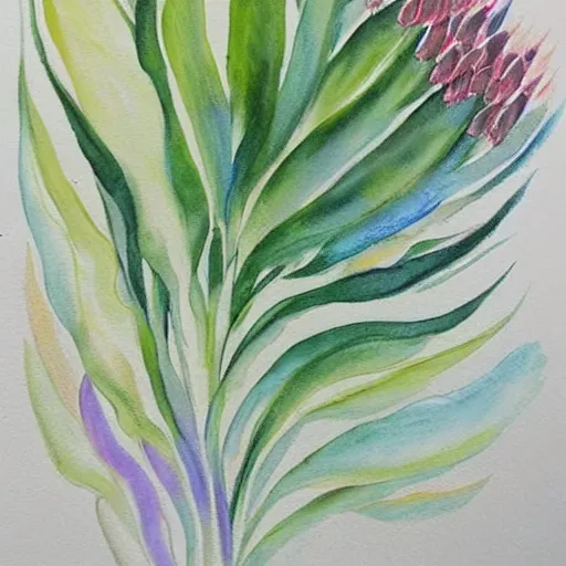 Prompt: water colour botanical designs, illustration, pastel colours, smooth, magical painting