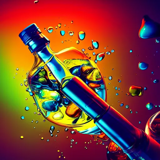 Prompt: alcohol under the microscope, Bright colors, hyperrealism, no blur, 4k resolution, ultra detailed, style of Anton Fadeev, Ivan Shishkin, John Berkey