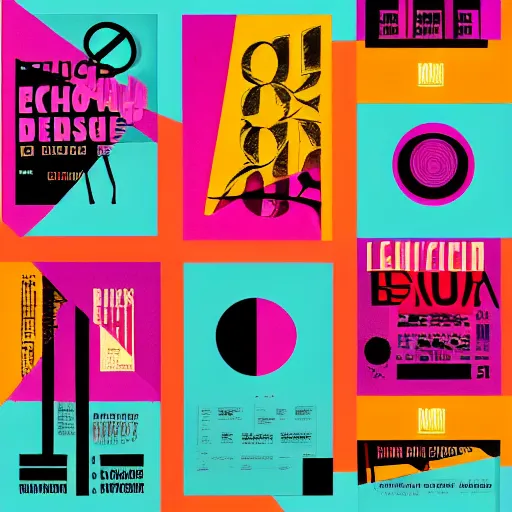 Image similar to beautiful cool graphic design setlist for pitchfork festival, bauhaus style shapes bright colors psychedelic stickers bold text design, set list of bands saturday and sunday