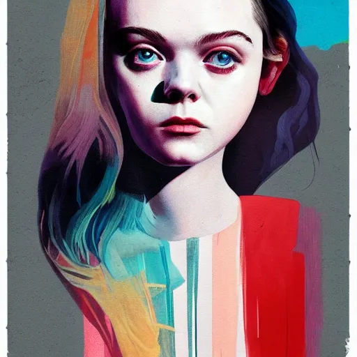 Prompt: elle fanning, christina ricci, anya taylor joy picture by sachin tang, asymmetrical, dark vibes, realistic painting, organic painting, matte painting, geometric shapes, hard edges, graffiti, street art : 2 by sachin teng : 4