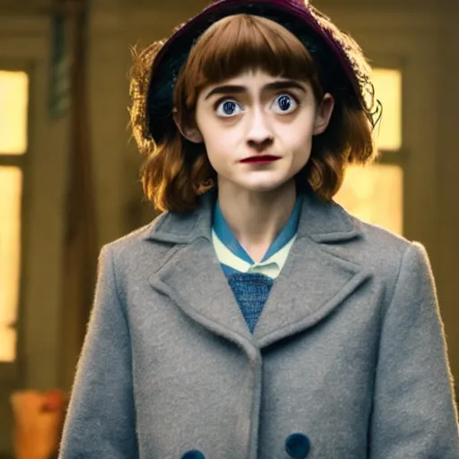 Image similar to natalia dyer as coraline jones, movie still, 8 k