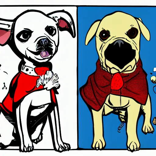 Prompt: pixie and brutus from pet foolery, comics style, computer art, high detail