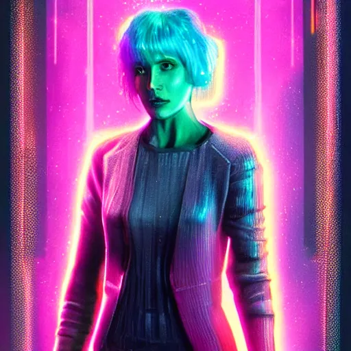 Image similar to portrait of pink hologram joi from blade runner 2 0 4 9