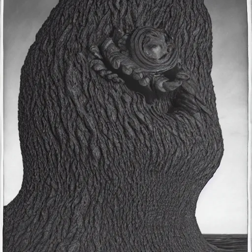 Image similar to a gigantic lovecraftian cyclope emerging from under the ocean, gazing to the sky, old 3 5 mm ilford black and white, photorealistic, anamorphic lens, highly detailed, high definition, hyperrealistic