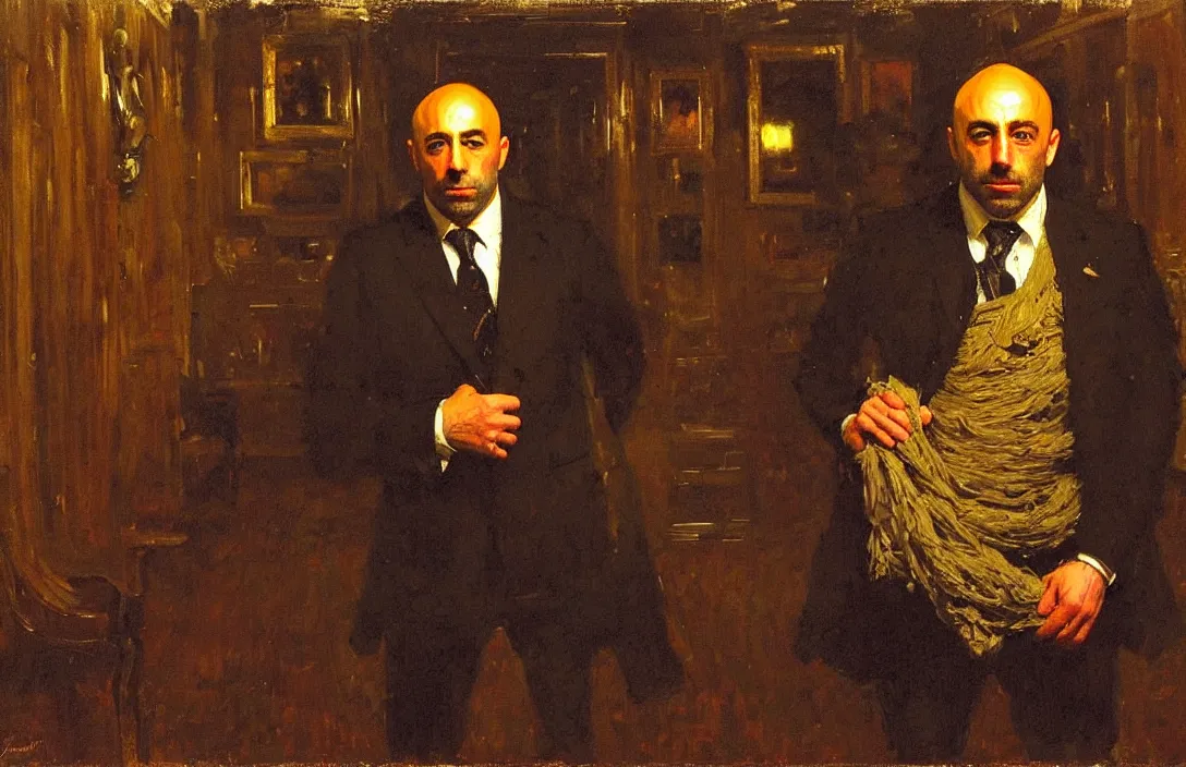 Prompt: portrait of joe rogan!!!!!!!!!!!!!!!!!!!!!!!!!!!, detailed face, detailed painting, detailed no. 1 0 downing street, epic lighting, by ilya repin and phil hale