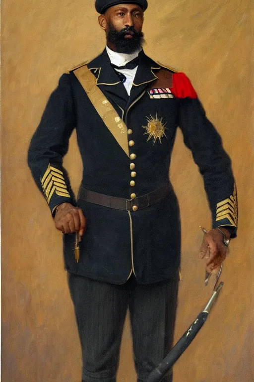 Prompt: full body portrait of the dictator of the orlando magic, 1 8 8 9, in full military garb, oil on canvas by william sidney mount, trending on artstation
