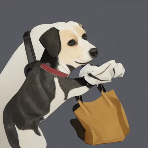 Image similar to 2 dogs in bag, photorealistic