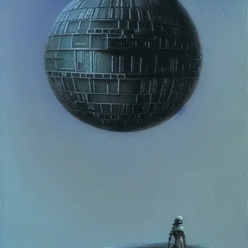 Prompt: star wars death star highly detailed beksinski style painting