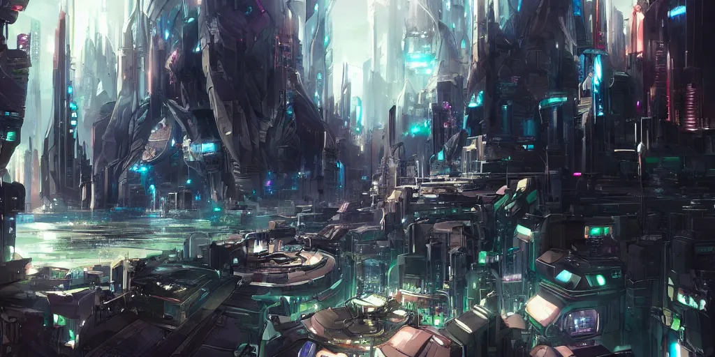 Image similar to A scifi futuristic city, anime style, artstation