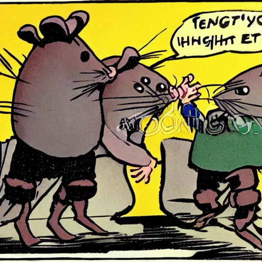 Prompt: cartoon about hight rat knights