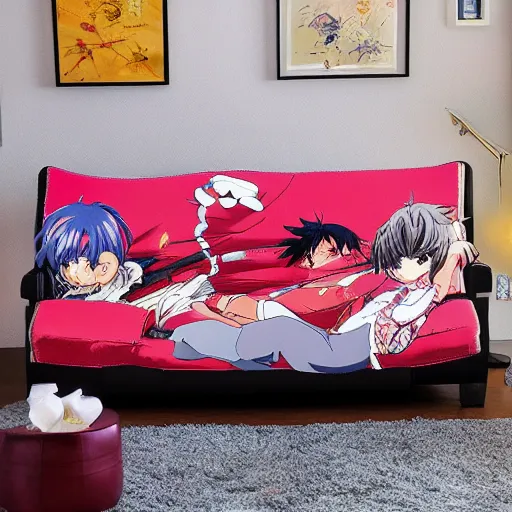 a anime couch, highly detailed, vibrant color, photo | Stable Diffusion