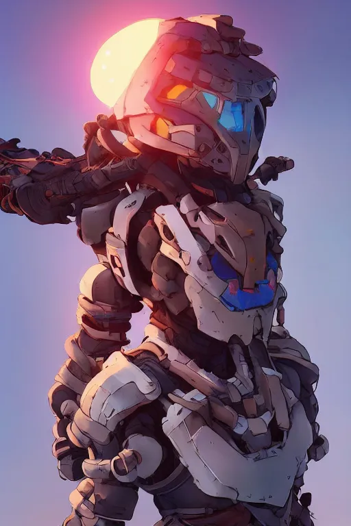 Image similar to combination suit armor aloy horizon forbidden west horizon zero dawn robot ninja mask helmet backpack tribal, art gta 5 comics, official fanart behance hd artstation by jesper ejsing, by rhads, makoto shinkai and lois van baarle, ilya kuvshinov, ossdraws radiating a glowing aura cgi rtx 2 0 2 2