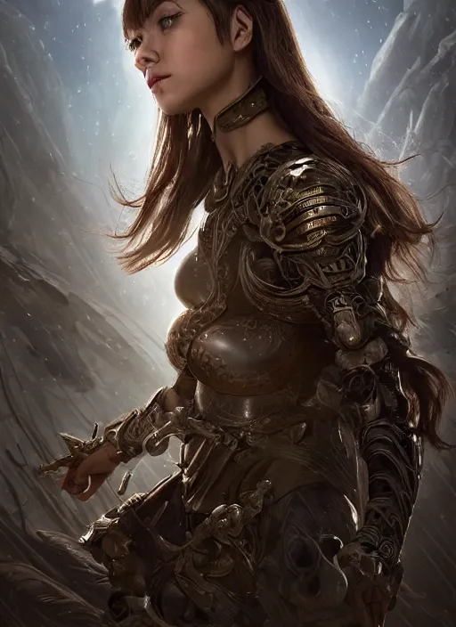 Image similar to a professional portrait of a beautiful young female, clothed in ethereal battle armor, olive skin, long dark hair, beautiful bone structure, symmetrical facial features, deep forest psytrance Neo-Gothic concept, infinity glyph waves, intricate artwork masterpiece, very coherent artwork, cinematic, from Valerian and the City of a Thousand Planets, in the style of Ruan Jia and Mandy Jurgens and Artgerm and Greg Rutkowski and William-Adolphe Bouguerea, very coherent artwork, trending on cgsociety, ultra high quality model, production quality cinema model, high detail chromatic ink outline, octane render, unreal engine 8k, hyper realism, high detail, octane render, unreal engine, 8k, High contrast