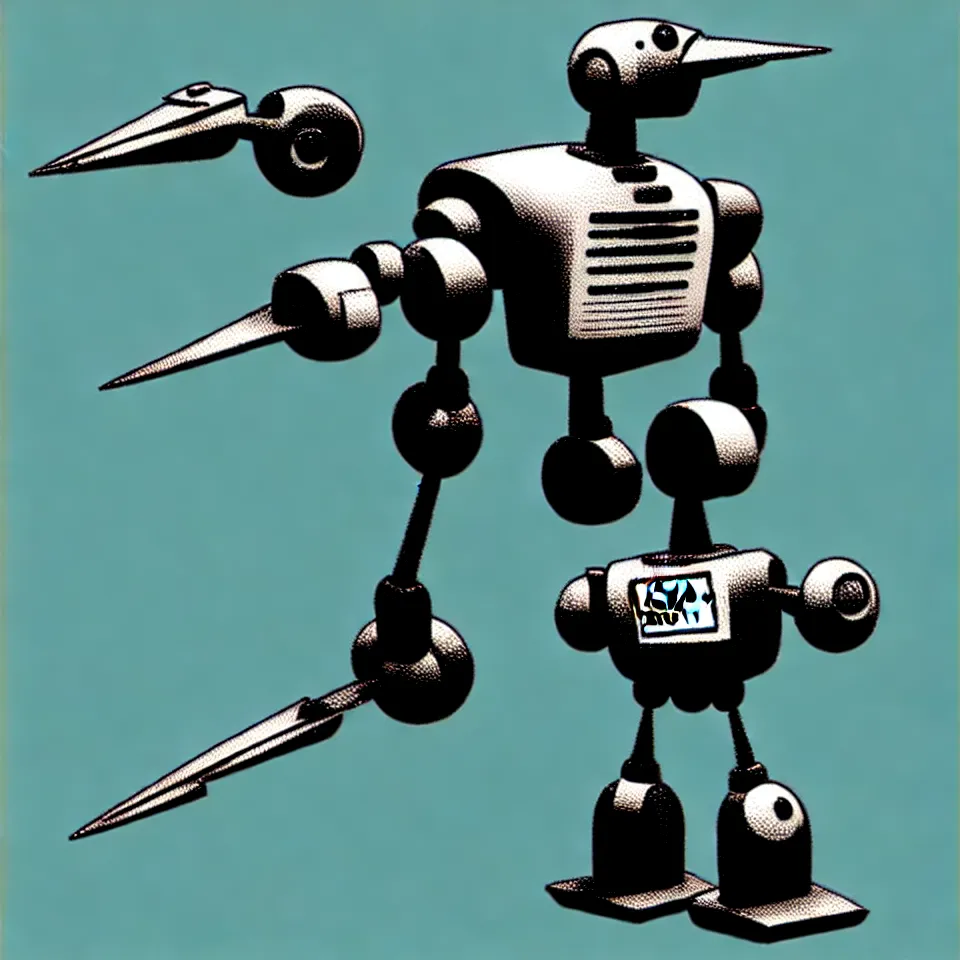 Image similar to detailed robot bird in the style of ashley wood