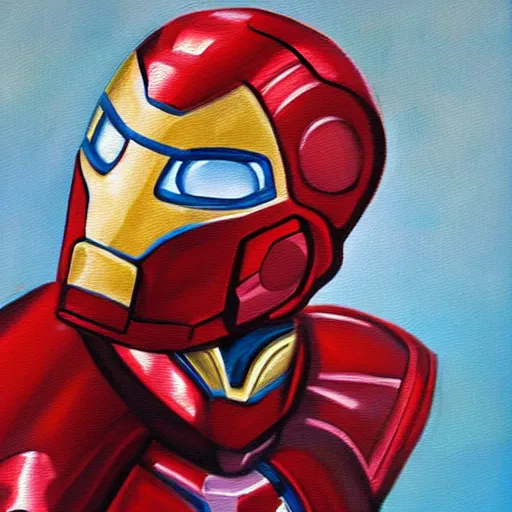 Image similar to a feminine version of female ironman painting