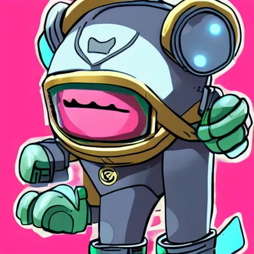 Prompt: ziggs from league of legends in a space suit