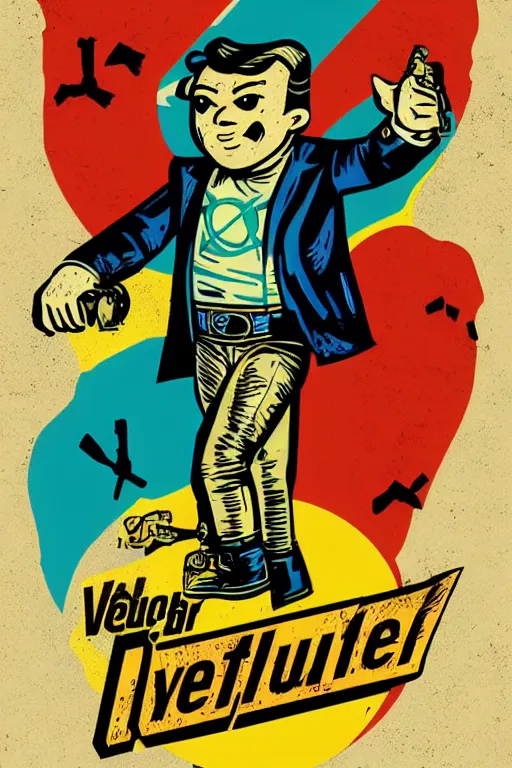 Image similar to fallout 7 6 retro futurist illustration art by butcher billy, sticker, colorful, illustration, highly detailed, simple, smooth and clean vector curves, no jagged lines, vector art, smooth andy warhol style