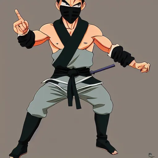 Prompt: a ninja/martial-artist in the style of Masashi Kishimoto in the style of akira toriyama detailed realistic High Resolution HD 8k character portraits concept art