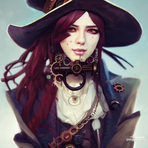 Image similar to portrait of a steampunk pirate, by guweiz and wlop and artgerm