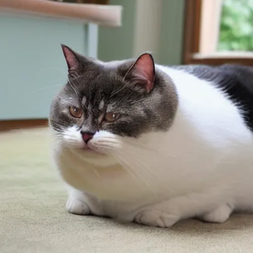 Prompt: extremely obese fat cat,
