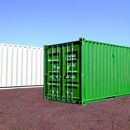 Prompt: rusty green shipping container,
