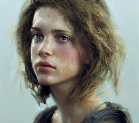 Image similar to a hyper-detailed portrait of Young Rachel Welch by Craig Mullins; oil on canvas; trending on artstation; 90mm; f/1.4