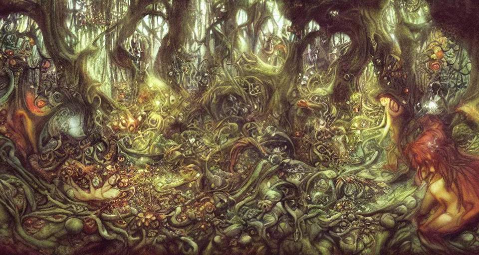 Image similar to Enchanted and magic forest, by Brian Froud