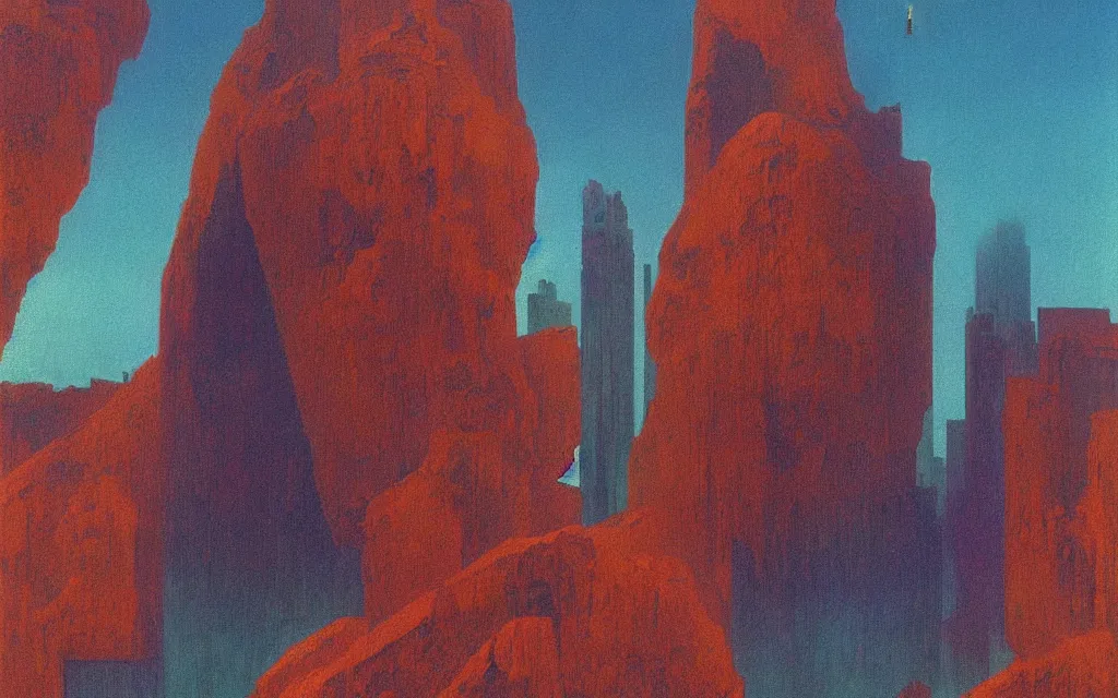 Image similar to colorized movie still from metropolis, oil painting by zdzisław beksinski, iridescent color palette chromatic aberration