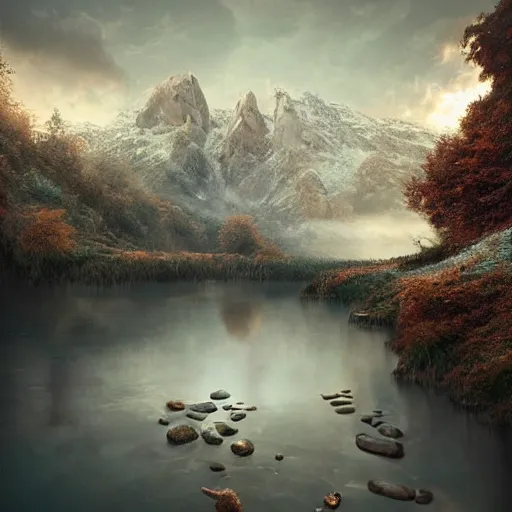Image similar to michal karcz grunge painting of a beautiful landscape. , love theme, detailed, elegant, intricate, 4k,