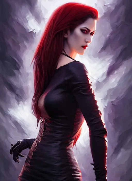 Prompt: vampire in the style of stefan kostic, realistic, full body shot, wide angle, sharp focus, 8 k high definition, insanely detailed, intricate, elegant, art by stanley lau and artgerm, floating embers