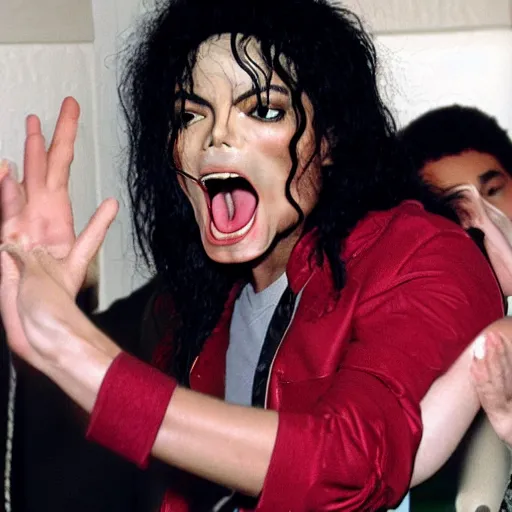 Image similar to michael jackson screaming and yelling at child