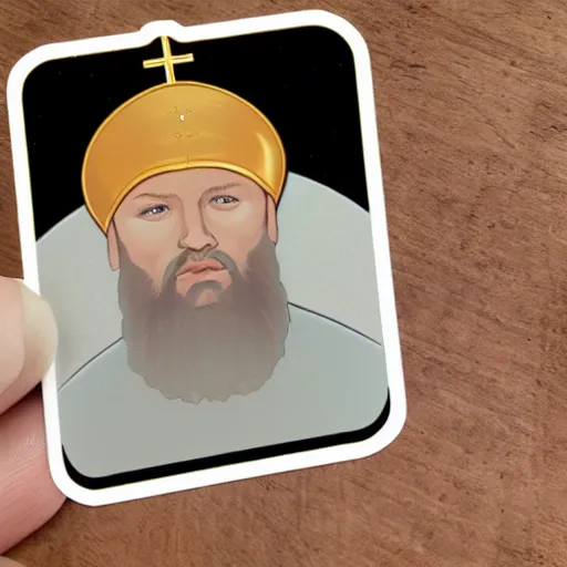 Prompt: Fred Durst as an orthodox saint, sticker,