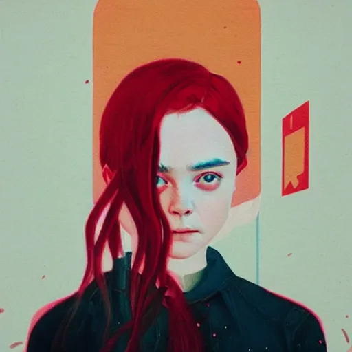 Image similar to Elle Fanning in the movie Let the Right One In picture by Sachin Teng, asymmetrical, dark vibes, Realistic Painting , Organic painting, Matte Painting, geometric shapes, hard edges, graffiti, street art:2 by Sachin Teng:4