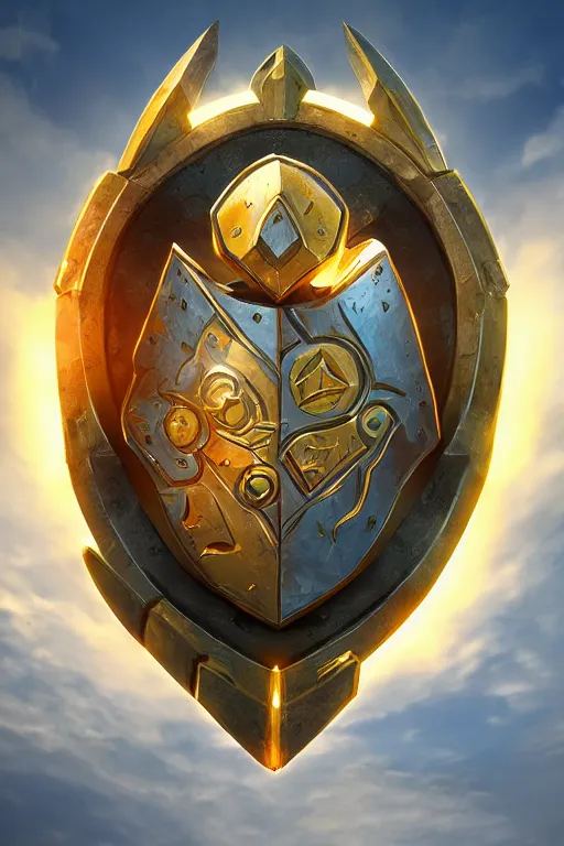 Image similar to shield fantasy epic legends game icon stylized digital illustration radiating a glowing aura global illumination ray tracing hdr fanart arstation by ian pesty and katarzyna da „ bek - chmiel