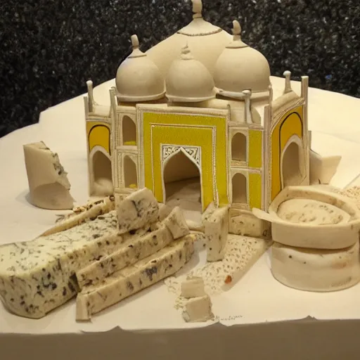 Image similar to cheese a reconstruction of the cheese taj mahal made ot of different cheeses, cheese