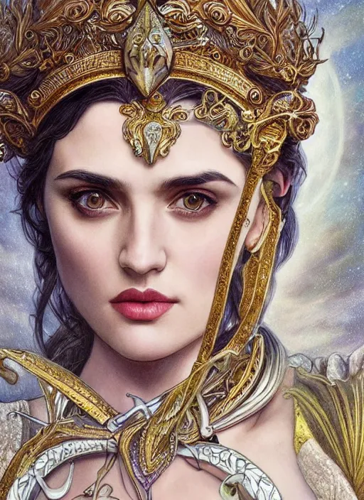 Image similar to Katie Mcgrath as a Greek Goddess, beautiful detailed eyes, cute, fantasy, intricate, elegant, highly detailed, digital painting, 4k, HDR, concept art, detailed jewelry, smooth, sharp focus, illustration, art by Artgerm, H R Giger and Alphonse Mucha