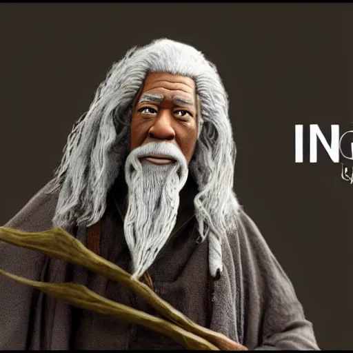 Image similar to morgan freeman starring as gandalf in lord of the rings, claymation, 8 k, hyperdetalied, cgsociety