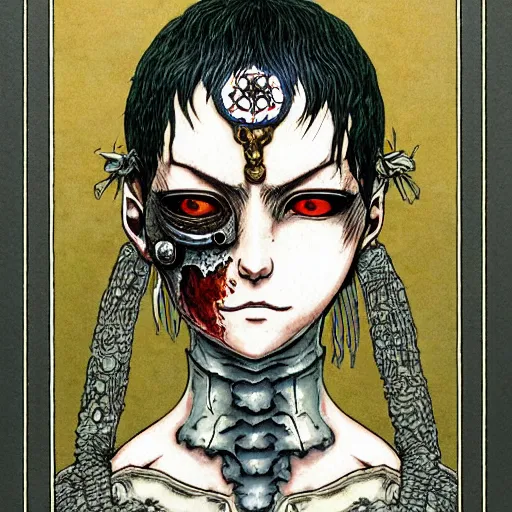 Image similar to prompt : portrait of darksouls character painted in miyazaki color style drawn by katsuhiro otomo and takato yamamoto, inspired by fables, china doll face, smooth face feature, intricate oil painting, high detail, sharp high detail, manga and anime 2 0 0 0