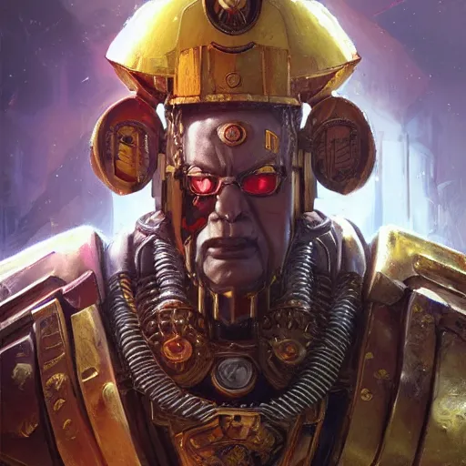 Image similar to Portrait of narendra moodi as the emperor of humanity from warhammer 40k made by stanly artgerm lau, wlop, rossdraws, james jean, andrei riabovitchev ,marc simonetti