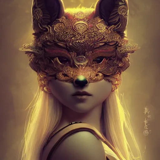 Prompt: a Photorealistic dramatic fantasy render of a beautiful woman wearing a beautiful intricately detailed Japanese Fox Kitsune mask and clasical Japanese Kimono by WLOP,Artgerm,Greg Rutkowski,Alphonse Mucha, Beautiful dynamic dramatic dark moody lighting,shadows,cinematic atmosphere,Artstation,concept design art,Octane render,8K The seeds for each individual image are: [4270941421, 2086572543, 3583808767, 3742517503, 1862286335, 323780287]