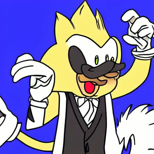 Image similar to Colonel Sanders fused with Sonic the Hedgehog