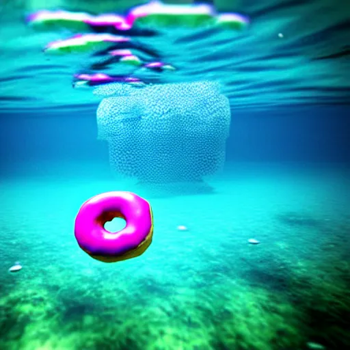 Image similar to donut under water sea , sunk deep water view , under water pictures