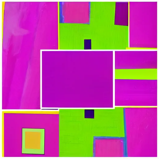 Prompt: abstract collage in hot pink, lime green, and purple