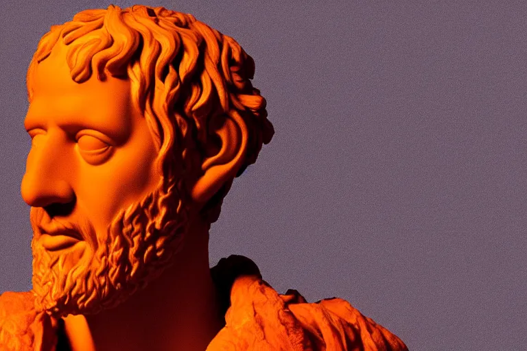 Image similar to Aristotle by Lynda Benglis, octane render, transparent, zoomed out, orange backgorund, pastel colours, 4k, 8k